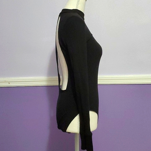 UO Out From Under 2 Become 1 Black High Neck Sexy Party Ribbed Knit Bodysuit - Picture 6 of 16